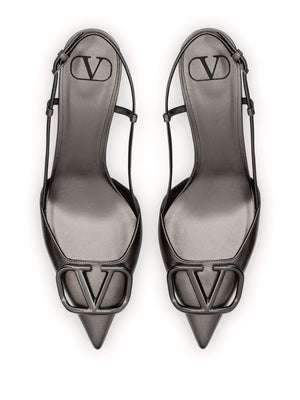 VALENTINO GARAVANI Signature Laminated Leather Pumps with Sculpted Heel