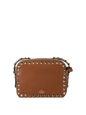 VALENTINO GARAVANI Mini Rockstud Crossbody Bag in Brown Calf Leather