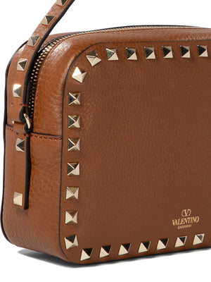 VALENTINO GARAVANI Mini Rockstud Crossbody Bag in Brown Calf Leather