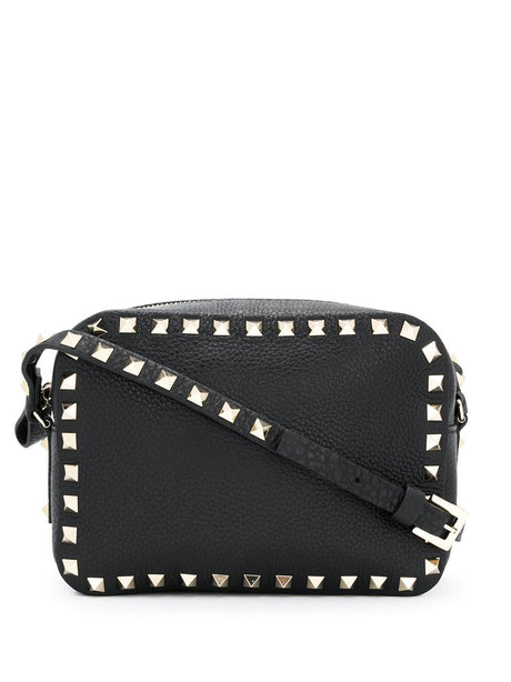 VALENTINO Mini Crossbody Bag with Golden Logo and Zip Studs