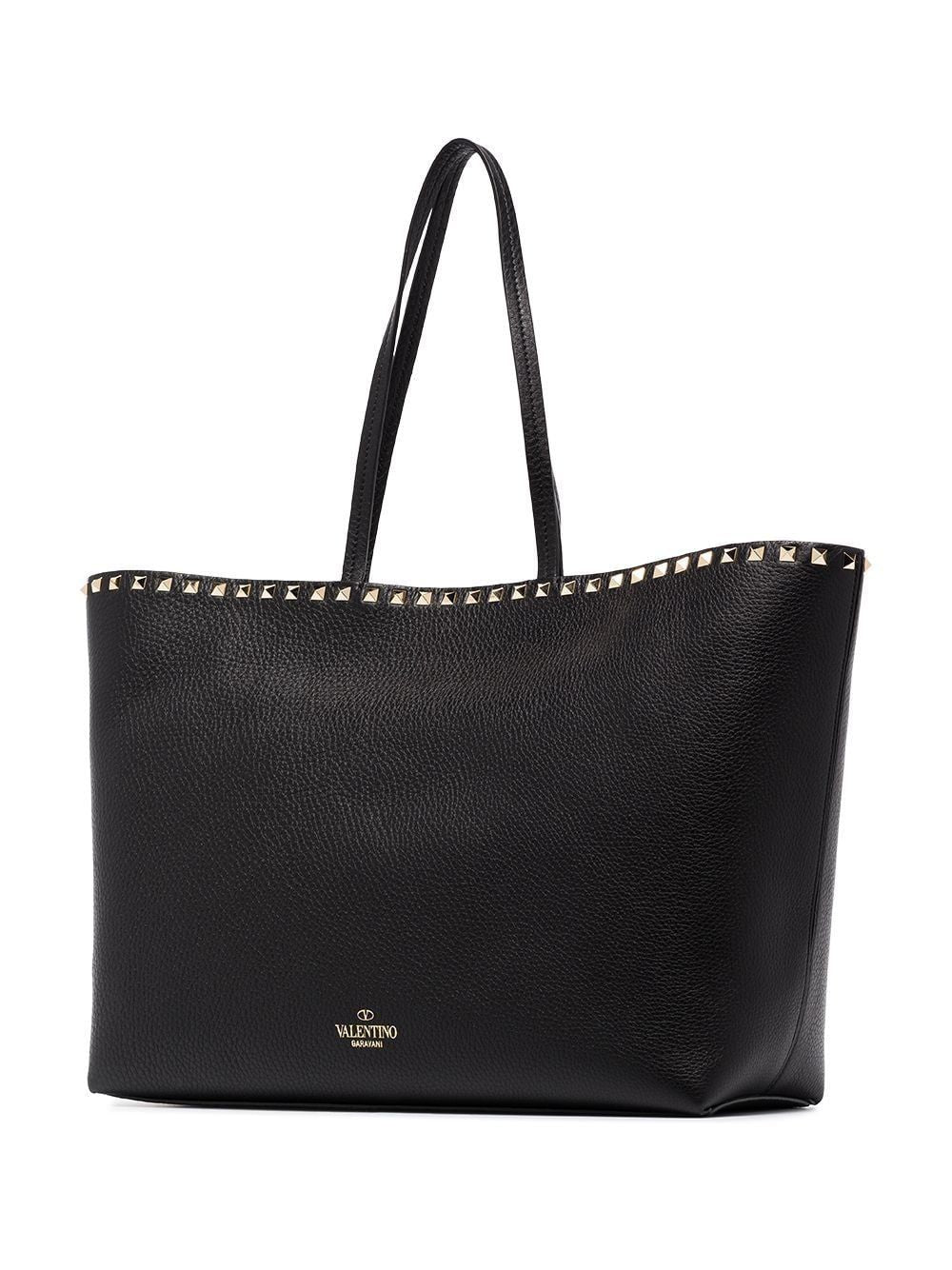 VALENTINO Chic Black Tote Handbag with Shimmering Silver Accents