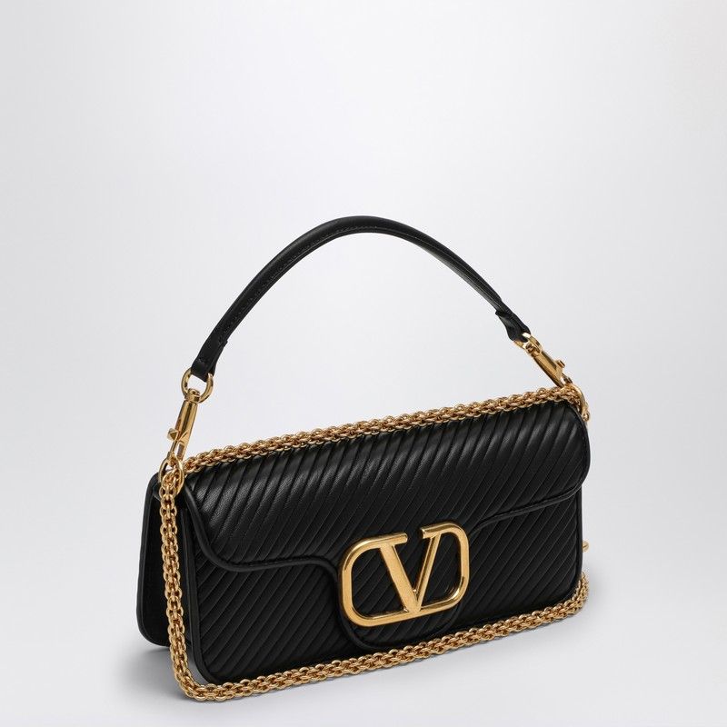 VALENTINO GARAVANI Elegant Black Pleated Leather Mini Shoulder Bag