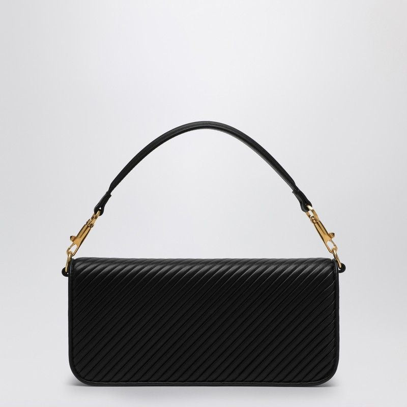 VALENTINO GARAVANI Elegant Black Pleated Leather Mini Shoulder Bag