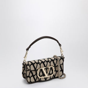 VALENTINO GARAVANI Iconic Mini Toile Dual-Strap Handbag in Beige and Black