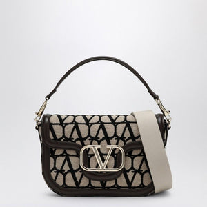 VALENTINO GARAVANI Iconic Textile Mini Handbag in Beige and Black