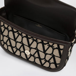 VALENTINO GARAVANI Iconic Textile Mini Handbag in Beige and Black