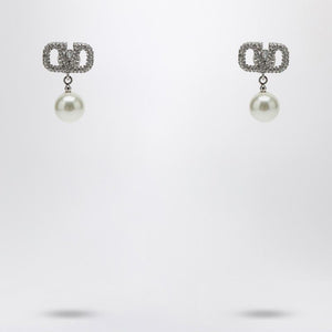 VALENTINO GARAVANI Signature VLogo Swarovski Crystal & Pearl Earrings