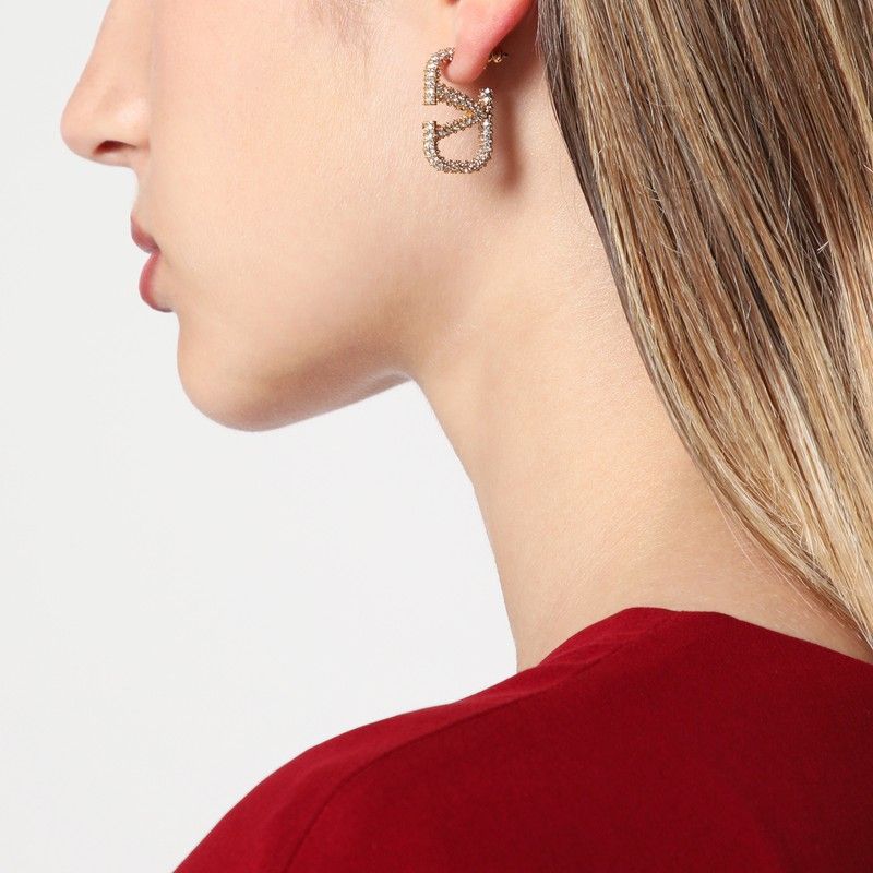 VALENTINO GARAVANI Crystal VLogo Drop Earrings