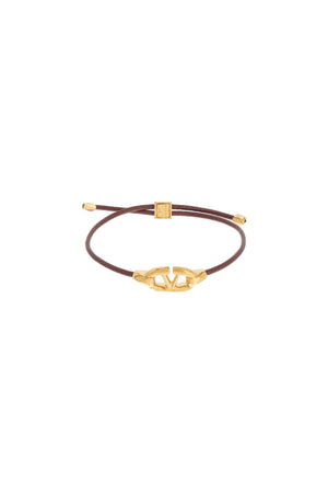 VALENTINO GARAVANI Adjustable Leather Bold Vlogo Bracelet