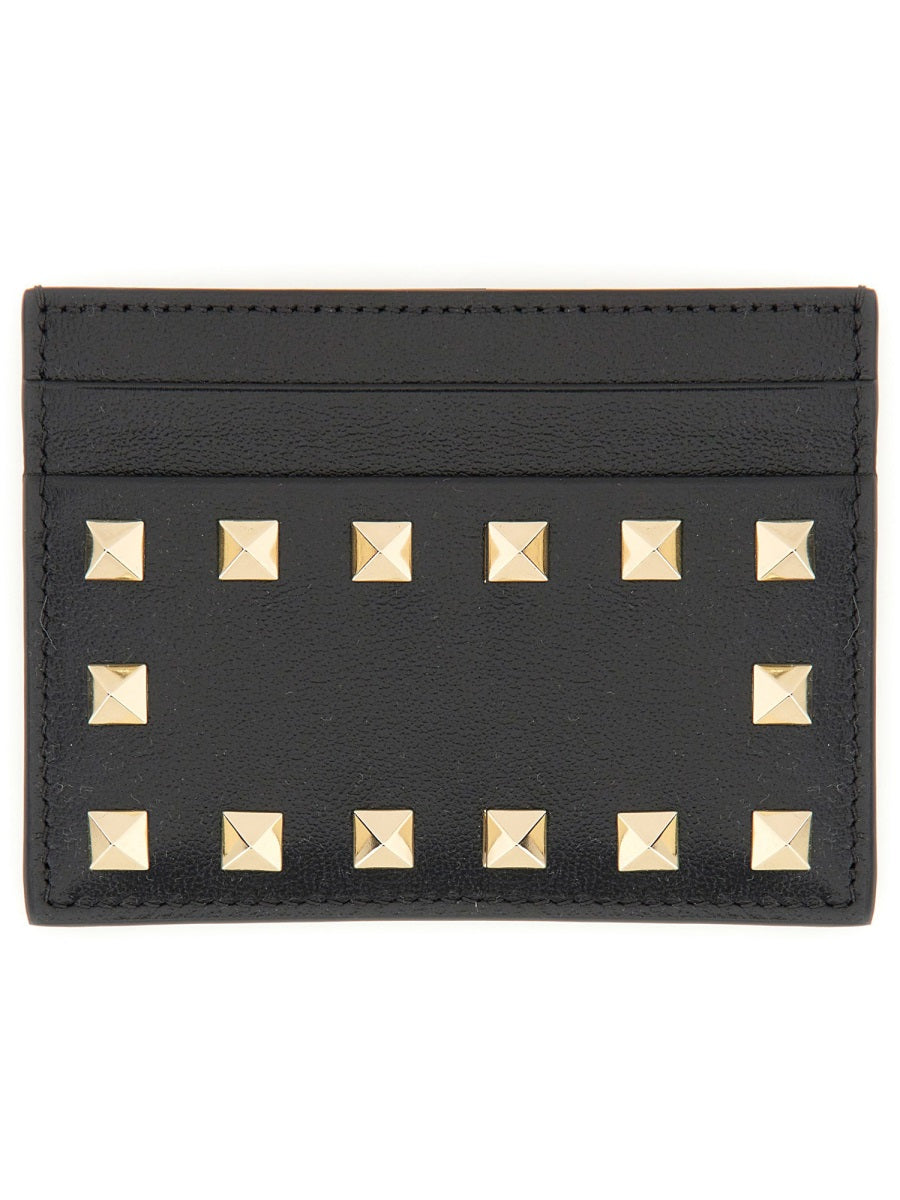 VALENTINO GARAVANI Mini Rockstud Leather Card Holder