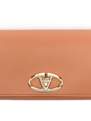 VALENTINO Elegant Almond Beige Mini Wallet with Strap