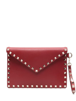 VALENTINO Rockstud Medium Flat Leather Pouch