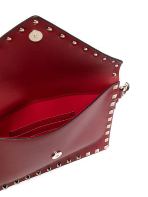 VALENTINO Rockstud Medium Flat Leather Pouch