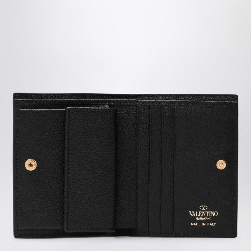 VALENTINO GARAVANI  SIGNATURE BLACK LEATHER VLOGO WALLET