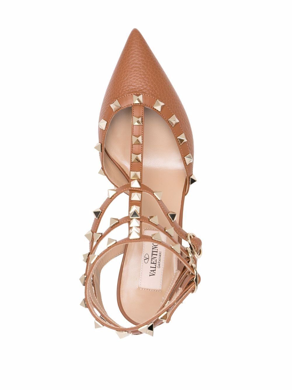 VALENTINO Rockstud Ankle Strap Pumps 65mm in Tobacco