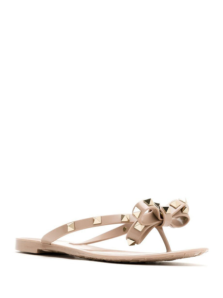 VALENTINO Pink Summer Rockstud Thong Sandals for Women