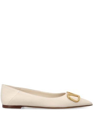 VALENTINO GARAVANI Elegant Beige Leather Ballerina Flats