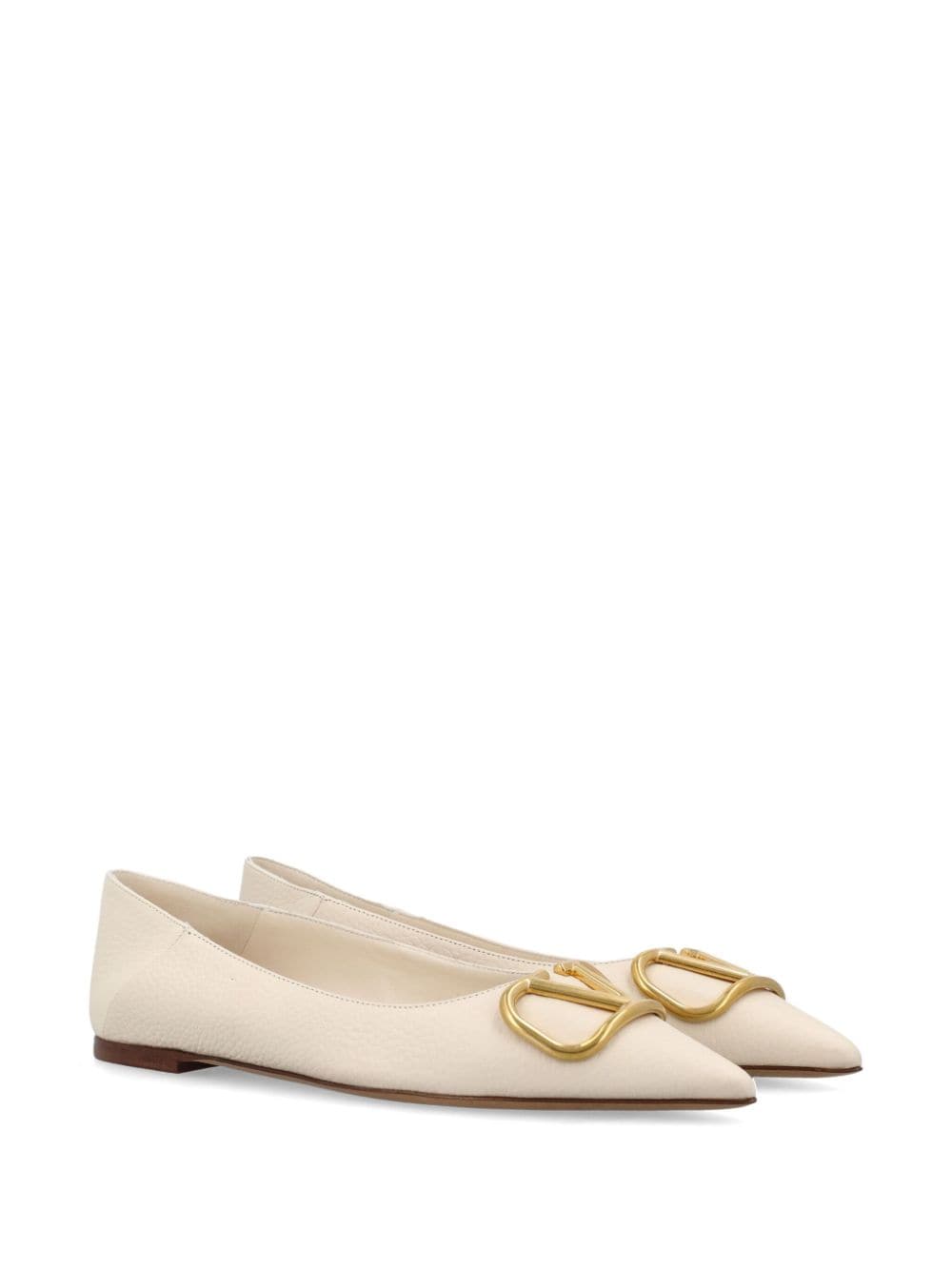 VALENTINO GARAVANI Elegant Beige Leather Ballerina Flats