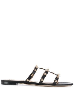 VALENTINO GARAVANI Studded Elegance Leather Flat Sandals