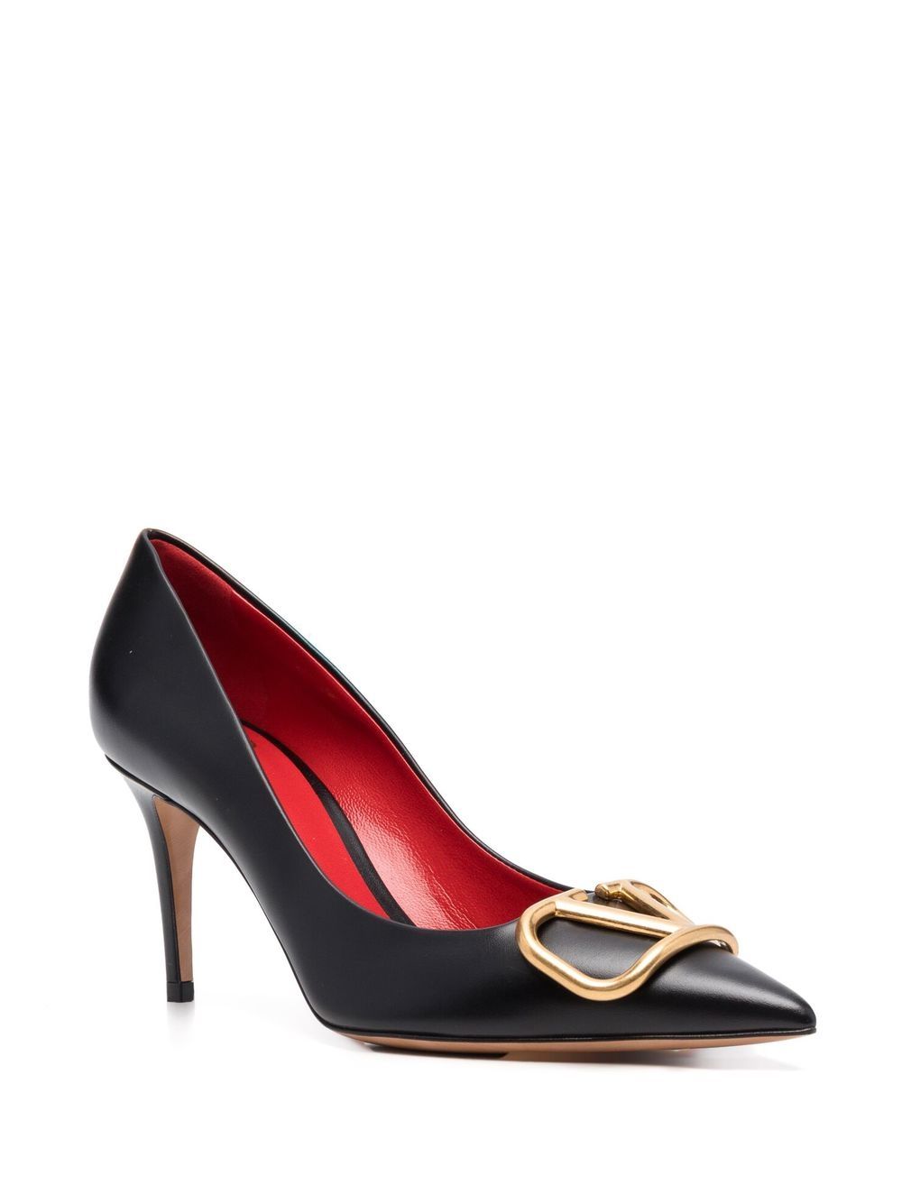 VALENTINO GARAVANI Signature 85mm Black Leather Pumps