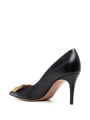 VALENTINO GARAVANI Signature 85mm Black Leather Pumps