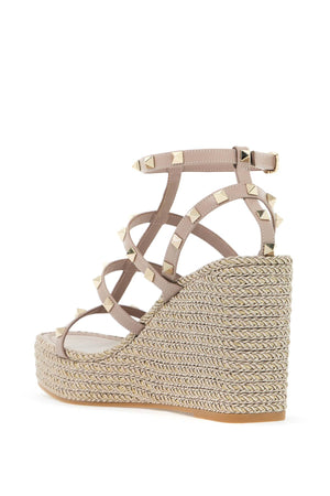 VALENTINO GARAVANI Studded Leather Wedge Sandals