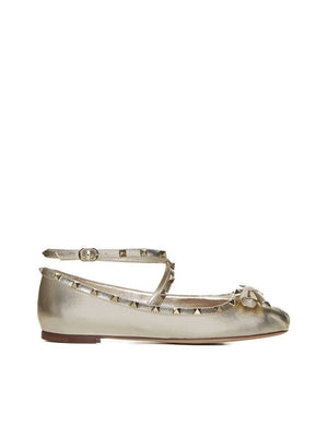 VALENTINO Silver Rockstud Ballerina Shoes for Women FW24