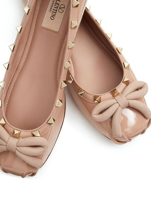 VALENTINO GARAVANI Chic Blush Studded Leather Flats