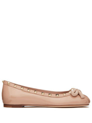 VALENTINO GARAVANI Chic Blush Studded Leather Flats