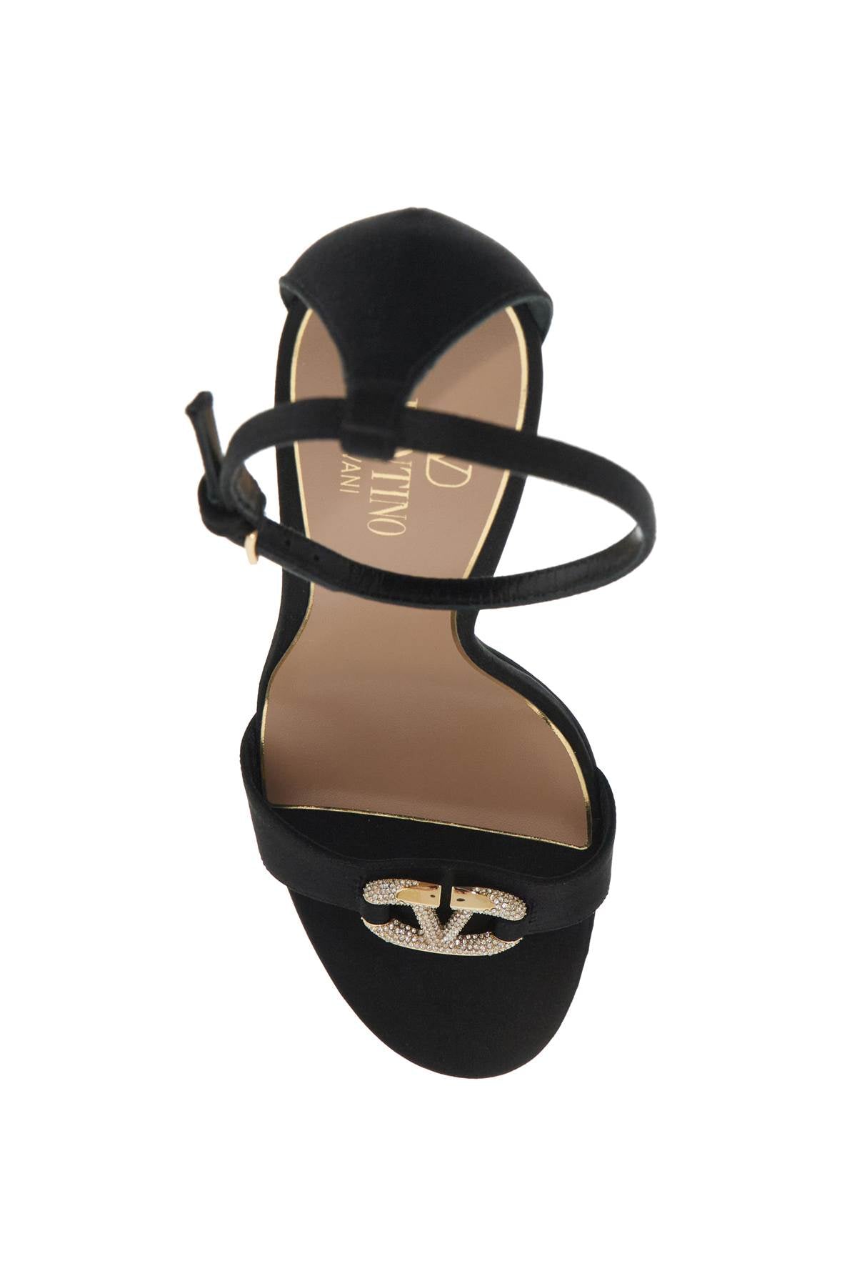 VALENTINO GARAVANI Signature Satin Crystal Logo Sandals