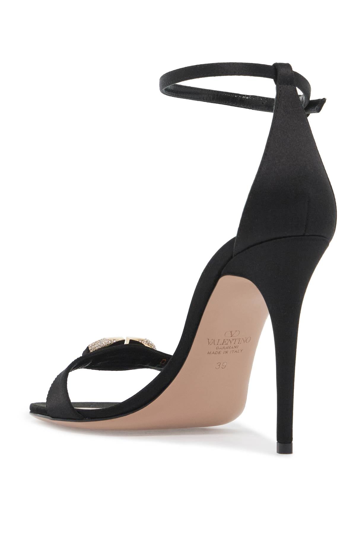 VALENTINO GARAVANI Signature Satin Crystal Logo Sandals