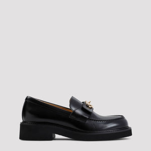 VALENTINO GARAVANI Elegant Black Leather Loafers with VLOGO Clasp