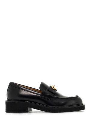 VALENTINO GARAVANI Elegant Black Leather Loafers with VLOGO Clasp