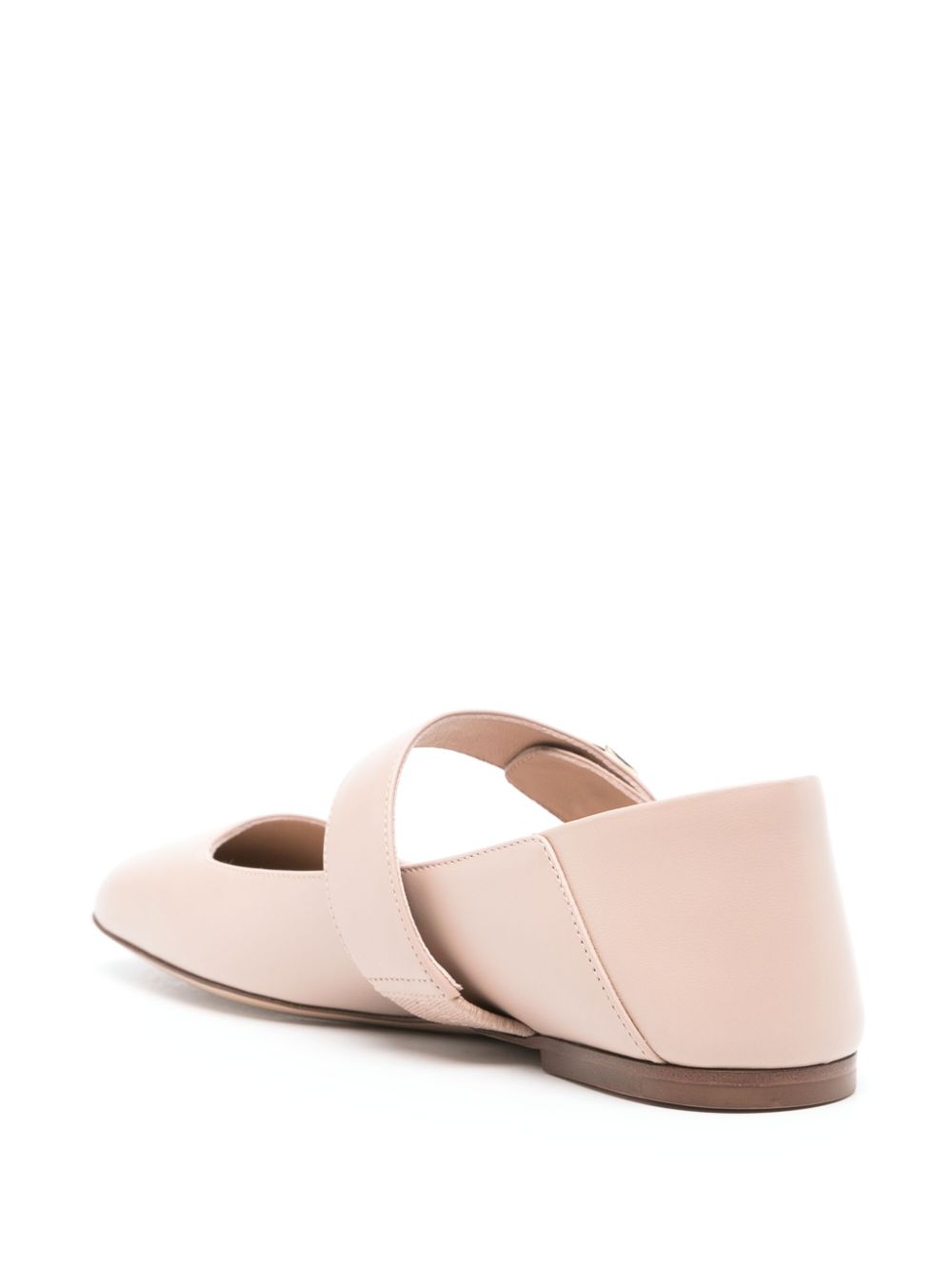 VALENTINO GARAVANI Chic Powder Pink Leather Ballet Flats with Gold-Tone VLOGO