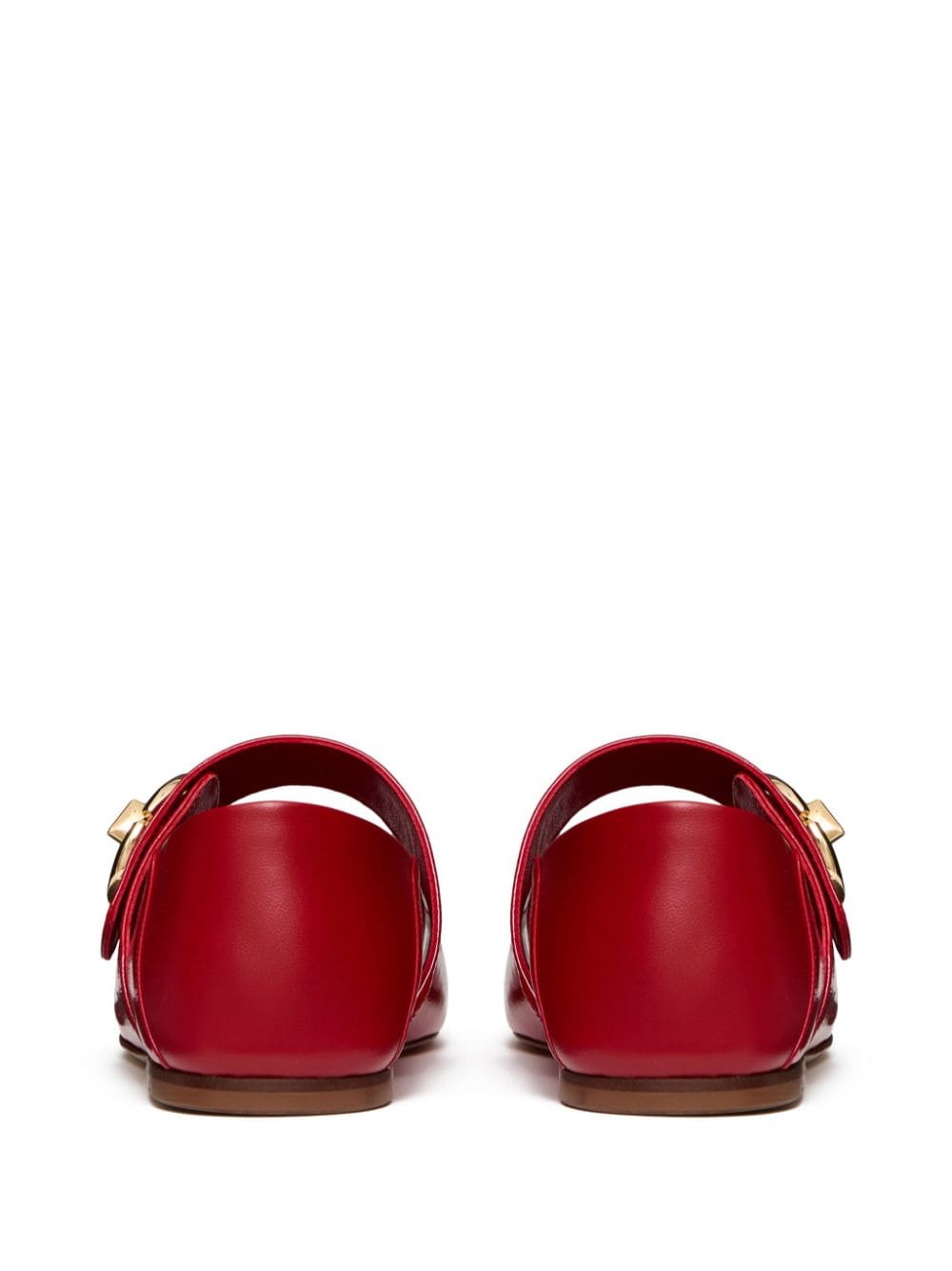 VALENTINO GARAVANI Chic Red Leather Ballet Flats with Signature VLogo