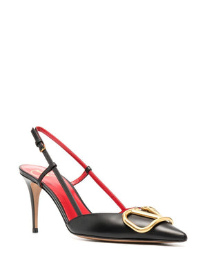 VALENTINO Classic Black V-Logo Slingback Pumps