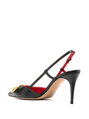 VALENTINO Classic Black V-Logo Slingback Pumps