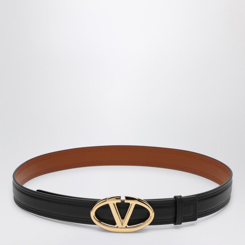 VALENTINO GARAVANI The Bold Edition VLogo Leather Belt in Black and Brown