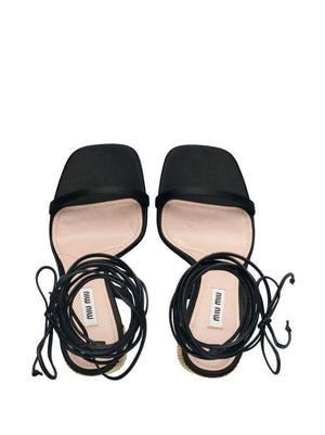 MIU MIU Nero and Ardesia Sandals for Women