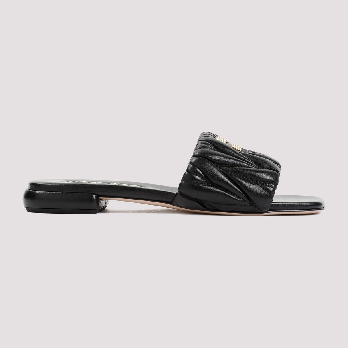 MIU MIU Grainy Leather Slide Sandals for Women - SS24