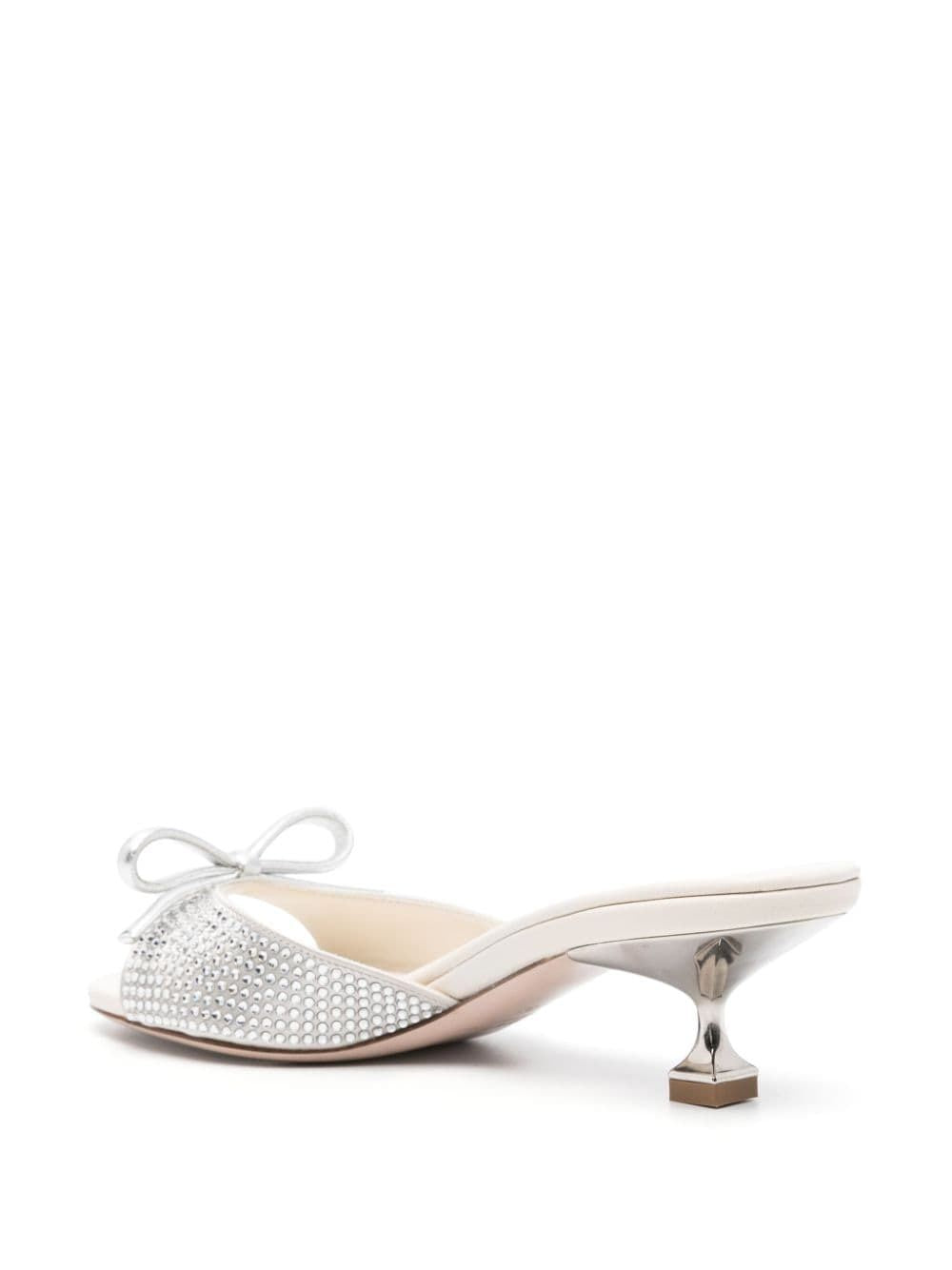 White Leather Strass Sandals for Women - SS24 Collection