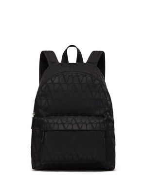 VALENTINO Urban Black Iconographic Backpack for Men - FW24