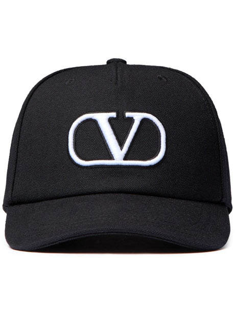 VALENTINO GARAVANI Signature V-Logo Black and White Baseball Cap