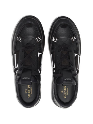 VALENTINO GARAVANI Contemporary Black Leather Sneakers with Logo Accent