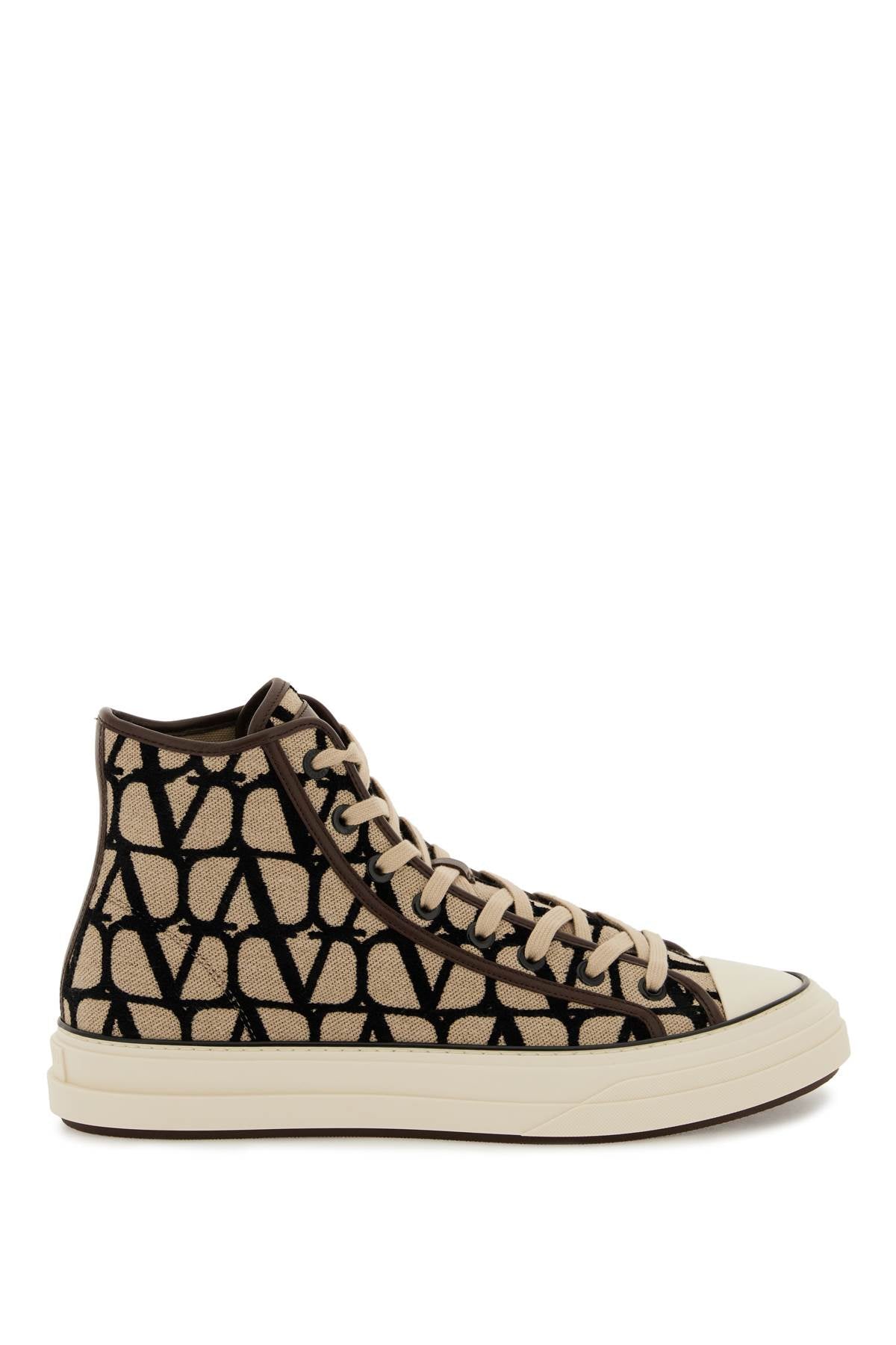 VALENTINO GARAVANI Iconographic High-Top Luxury Sneakers with Gold Detail