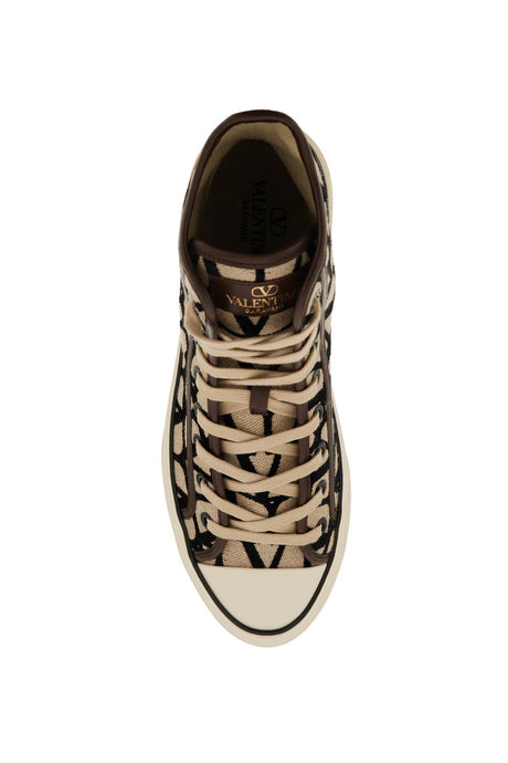 VALENTINO GARAVANI Iconographic High-Top Luxury Sneakers with Gold Detail