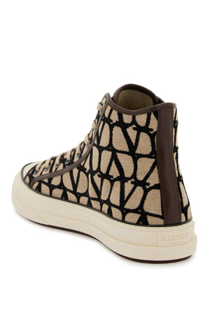 VALENTINO GARAVANI Iconographic High-Top Luxury Sneakers with Gold Detail