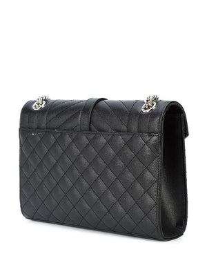 Classic Raffia Pattern Shoulder Handbag in Timeless Black