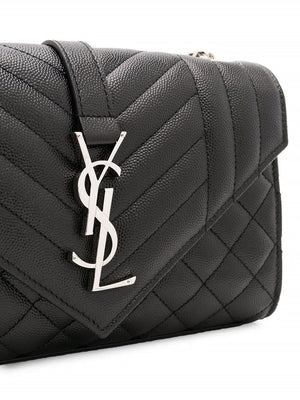 SAINT LAURENT Chic Envelope Mini Handbag in Black Calfskin