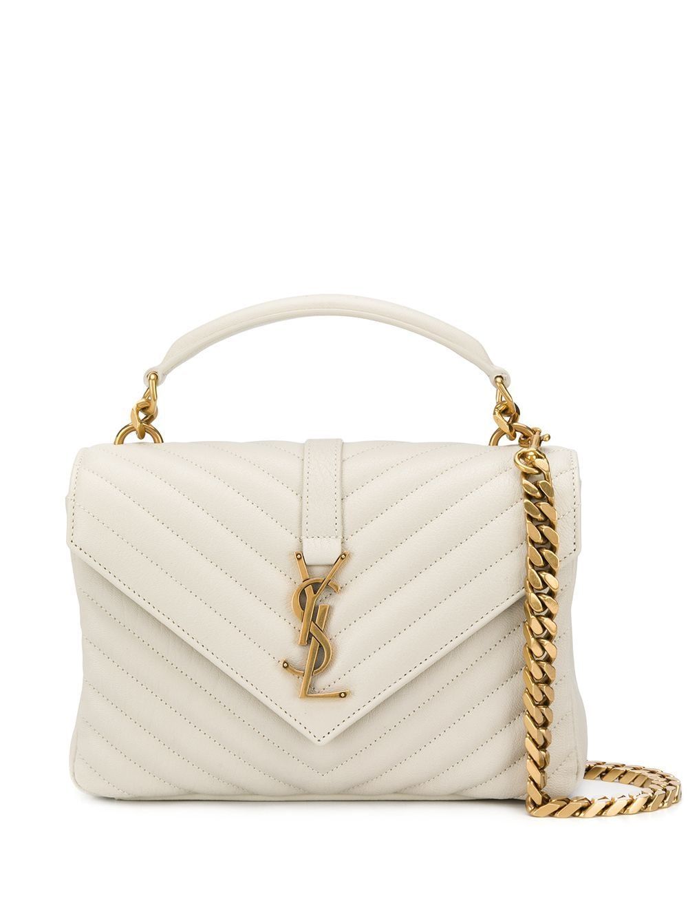 SAINT LAURENT Elegant Chevron-Quilted Lambskin Shoulder Bag 17x24x7cm